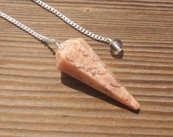 PEACH MOONSTONE Natural Stone Gemstone Faceted Pendulum