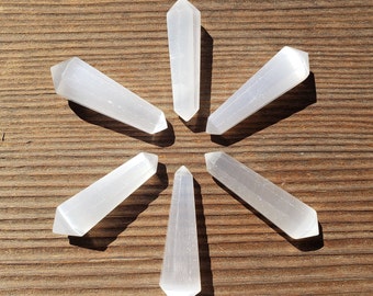 NATURAL SELENITE Double Terminated Gemstone Crystal Pencil Point (One)