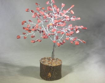 Natural RED JASPER Gemstone Chip Tree With 150 Stones Crystal Tree Of Life