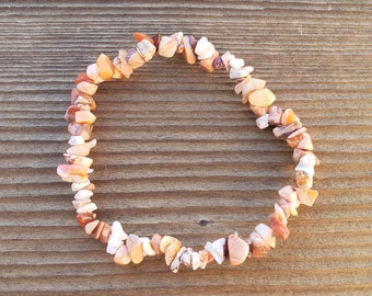 NATURAL FIRE OPAL Stone Gemstone Stretchy Chip Bracelet