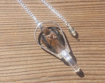 Natural BLUE TIGER EYE Gemstone Angel Basket Pendulum