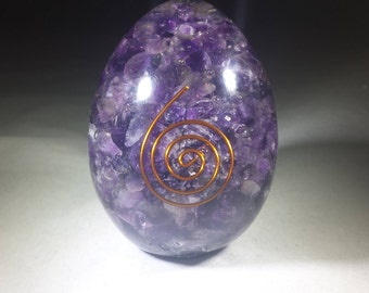 Large (70-75mm) AMETHYST Orgone Gemstone Egg