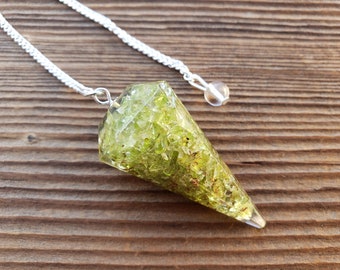 ORGONE PERIDOT Gemstone Faceted Orgone Pendulum