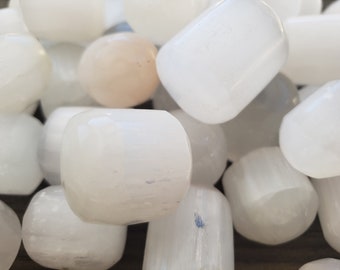 SIX (6) SELENITE TUMBLED Stones Medium/Large Natural Tumble Stones