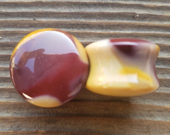 Pair of MOOKAITE JASPER Plugs Gauges Body Jewelry Double Flared - Pick Size