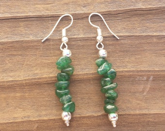 Natural EMERALD Handmade Gemstone Chip EARRINGS