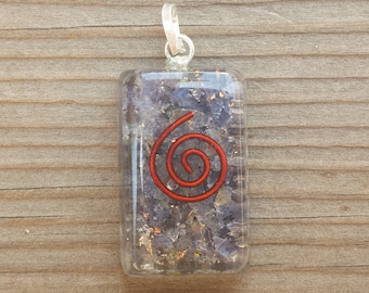 ORGONE BLUE AVENTURINE Gemstone Rectangle Pendant Orgone (One)