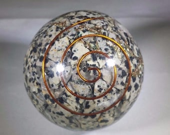 LARGE (60-70mm) DALMATIAN JASPER stone Orgone Gemstone Sphere Orgone Sphere