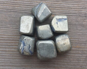 Three (3)  PYRITE TUMBLED Stones Medium/Large Natural Tumble Stones