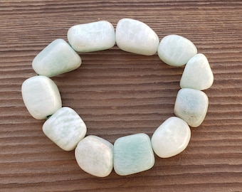 AMAZONITE Natural Tumbled Stone Gemstone Stretchy Bracelet