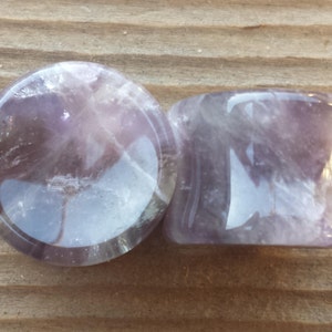 Pair of Real CONCAVE AMETHYST  Plugs Gauges Body Jewelry Double Flared - Pick Size
