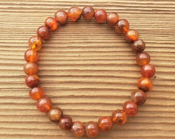 CARNELIAN  Natural Stone Bead Gemstone Stretchy  Bracelet