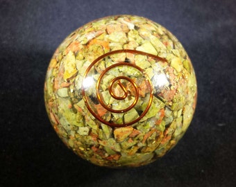 Medium (40-50mm) UNAKITE Orgone Gemstone Sphere Orgone Sphere