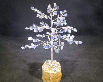 Natural SODALITE Gemstone Chip Tree With 100 Stones Crystal Tree Of Life