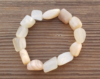 MOONSTONE Natural Tumbled Stone Gemstone Stretchy Bracelet