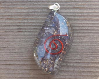 ORGONE BLUE AVENTURINE Gemstone Eye Shaped Pendant Orgone (One)