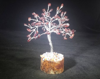 Natural GARNET Gemstone Chip Tree With 100 Stones Crystal Tree Of Life