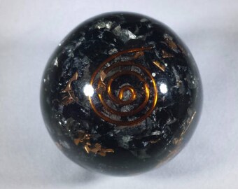 Medium (40-50mm) BLACK TOURMALINE Orgone Gemstone Sphere Orgone Sphere