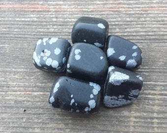 THREE (3) SNOWFLAKE OBSIDIAN Tumbled Stones Medium/Large Natural Tumble Stones