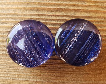 Pair of BLUE SAND GLASS Plugs Gauges Body Jewelry Double Flared - Pick Size