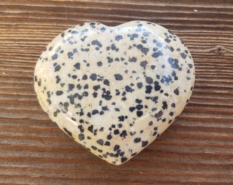 NATURAL DALMATIAN JASPER Gemstone Puffy Heart 50-60mm