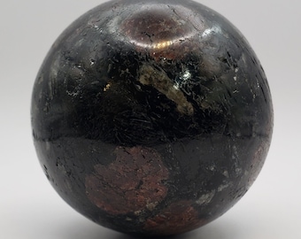 LARGE GARNET In TOURMALINE Sphere Natural Stone Hand Carved Gemstone Sphere 58mm[27]