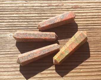 NATURAL UNAKITE Double Terminated Gemstone Crystal Pencil Point (One)