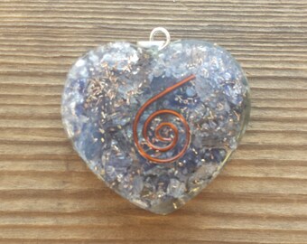 ORGONE BLUE AVENTURINE Gemstone Heart Shaped Pendant Orgone (One)