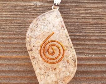 ORGONE SUNSTONE Gemstone Eye Shaped Pendant Orgone (One)