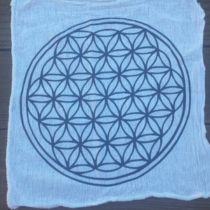 Cotton CRYSTAL GRID CLOTH With Flower Of Life Pattern