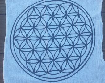 Cotton CRYSTAL GRID CLOTH With Flower Of Life Pattern