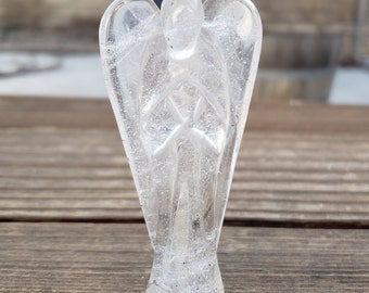 3" CLEAR QUARTZ ANGEL Natural Handcarved Stone Gemstone