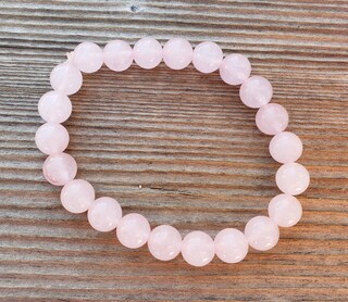 Bracciale Elasticizzato Con Perle Di Quarzo Rosa - Pietre Dell'Amore Incondizionato, Gioiello Naturale, Regalo Significativo