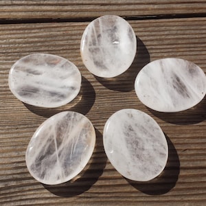 CLEAR QUARTZ Worry Stone Natural Stone Hand Carved Gemstone Worry Stone