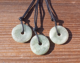 GREEN AVENTURINE Doughnut Pendant With Cord Stone Natural Gemstone