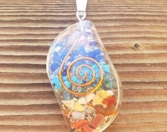 ORGONE 7 CHAKRA Layered Gemstone Eye Pendant Orgone (One)