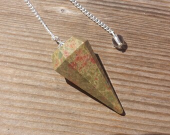 UNAKITE Natural Stone Gemstone Faceted Pendulum