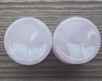 Pair of Real CONCAVE ROSE QUARTZ  Plugs Gauges Body Jewelry Double Flared - Pick Size