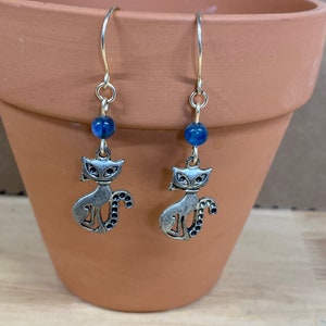 CAT EARRINGS with  Gemstone KYANITE Handmade Gemstone  Earrings
