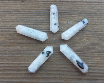 NATURAL RAINBOW MOONSTONE Double Terminated Gemstone Crystal Pencil Point (One)