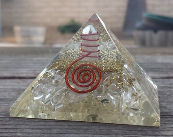 LARGE (50-55mm) CLEAR QUARTZ Orgone Gemstone Pyramid Large Pyramid Orgone