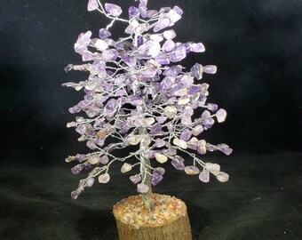 Natural AMETHYST STEP Style Gemstone Chip Tree With 300 Stones Crystal Tree Of Life