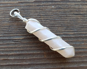 MOONSTONE Spiral Wire Wrapped Pencil Point Pendant Gemstone