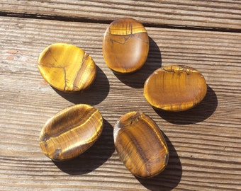 TIGER EYE Worry Stone Natural Stone Hand Carved Gemstone Worry Stone