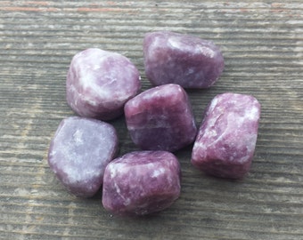 SIX (6) LEPIDOLITE Tumbled Stones Medium/Large Natural Tumble Stones