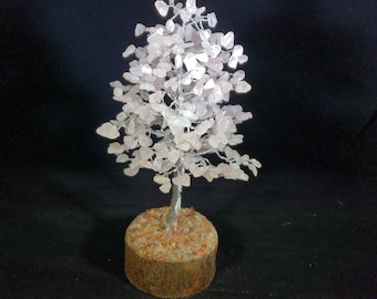 Natural ROSE QUARTZ STEP Style Gemstone Chip Tree With 300 Stones Crystal Tree Of Life