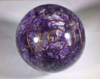 LARGE (60-70mm) AMETHYST Orgone Gemstone Sphere Orgone Sphere