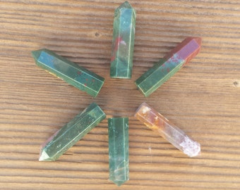 NATURAL BLOODSTONE Single Terminated Gemstone Crystal Pencil Point (One)