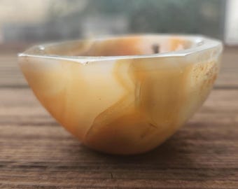 CARNELIAN OCTAGON FACETED Bowl! Natural Stone Hand Carved Gemstone bowl [8]