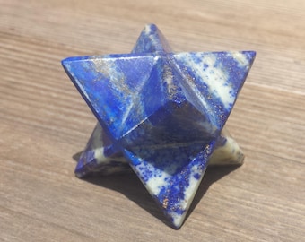 Large (50mm) LAPIS LAZUI Natural Gemstone Merkaba Star (One)
